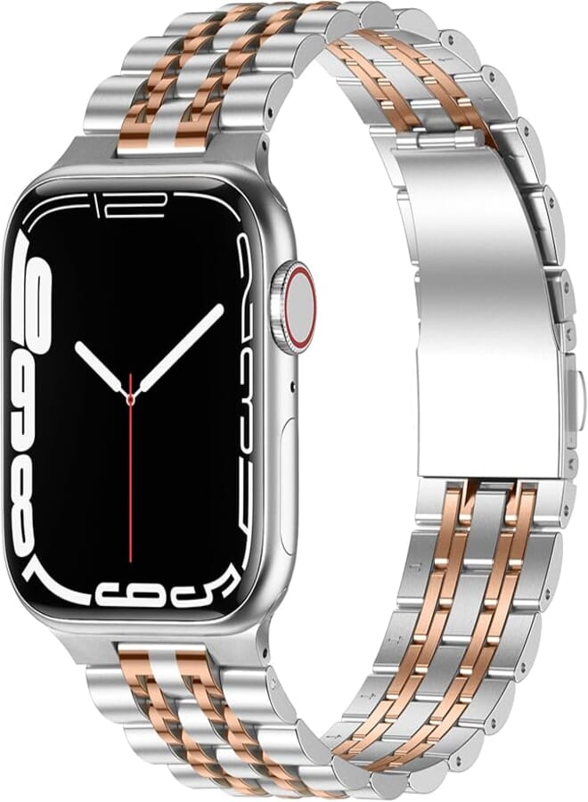 Anlinser Metal Strap Compatible with Apple Watch Straps 45mm 44mm 42mm 41mm 40mm 38mm, Adjustable Stainless Steel Replacement Band for iWatch Series 7/6/5/4/3/2/1,SE